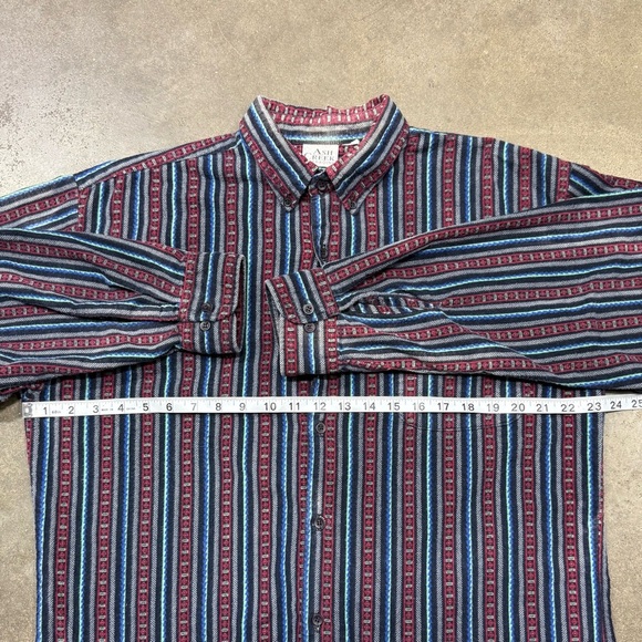 Vintage Ash Creek Trading Men’s Striped Flannel Shirt L Faded Distressed - Picture 6 of 9